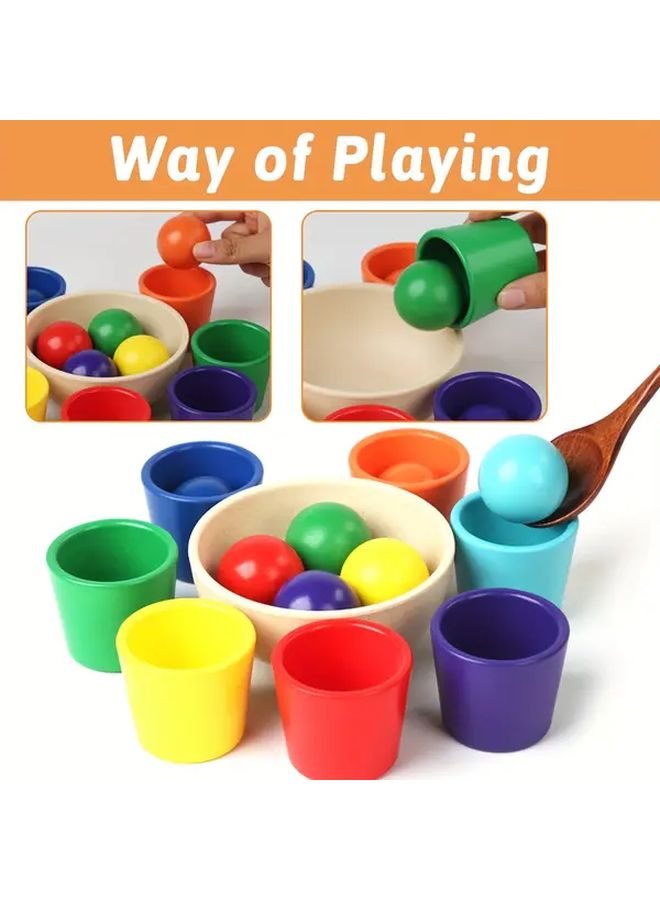 ألعاب مطابقة ألوان كرة قوس قزح 7 قطع لعبة مهارات حركية دقيقة هدايا عطلة مثالية - Image 5